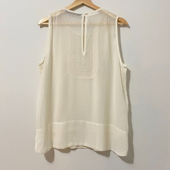 NWOT Zara Sheer Ivory White Tank Top Blouse with Open Work Bead Embroidery Boho - Picture 9 of 12